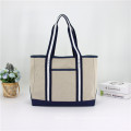 Eco-Friendly Large Jute Women Tote Handbag Cotton Leather Tote bag